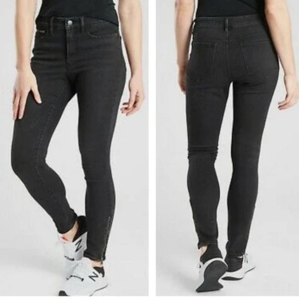 Athelta Sculptek Zip Ankle Stretch Skinny Jeans - Size 4 - carbon wash - Picture 2 of 13